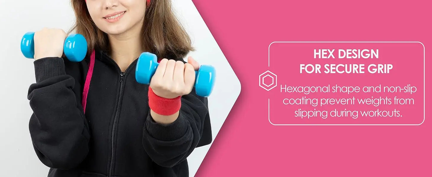 Neoprene Dumbbell Free Hand Weight Set with Storage Rack